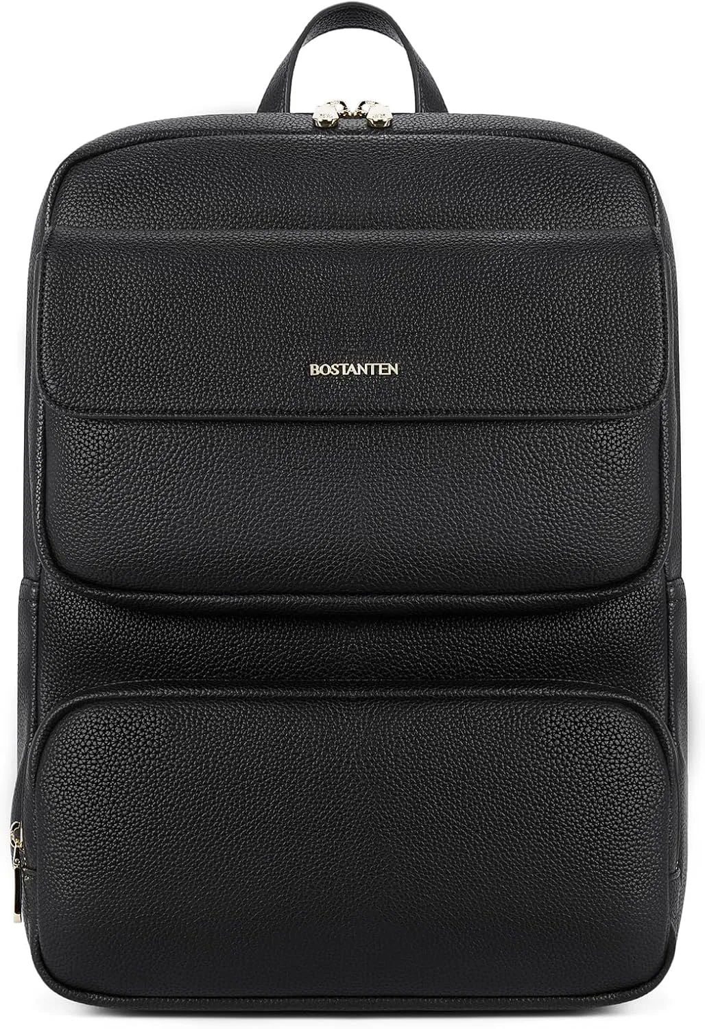 BOSTANTEN Leather Backpack for Women 15.6 inch Laptop Backpack Purse Casual Business Travel Computer Shoulder Bags with Trolley Sleeve Black