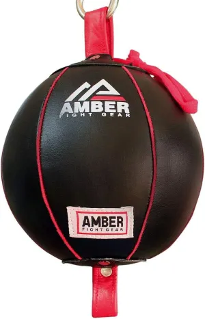 Boxing MMA Muay Thai Fitness Workout Training Leather Punching Floor to Ceiling Speed Dodge Ball Double End Bag Professional with Bungee Cords Size Medium