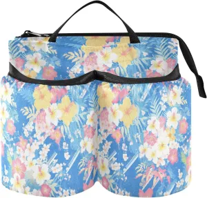 Briefcase Cup Holder Upgraded Spring Flowers Colorful Blue Travel Accessories for Suitcase Travel Accessories Gift Flight Attendants Businessmen Travelers