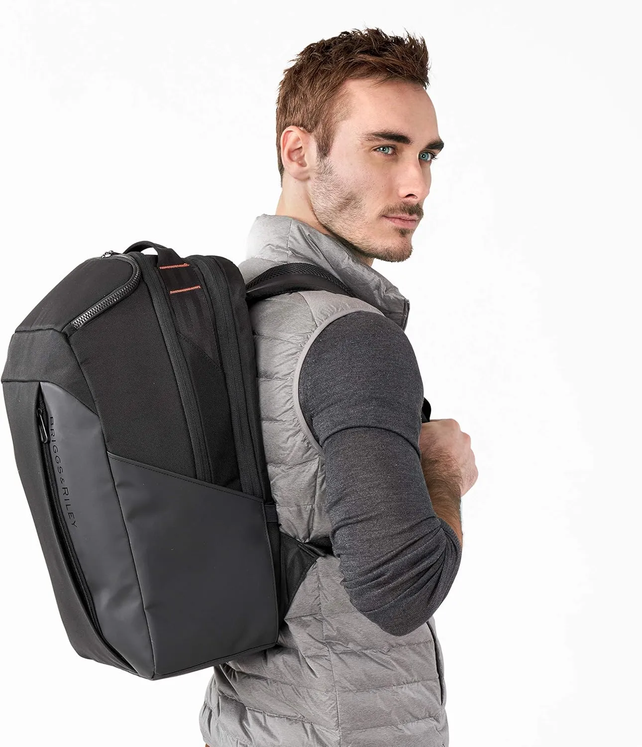 Briggs & Riley Cargo Backpack - Carry On Travel Backpack for Women & Men, Personal Item Bag, Self-Repairing Zippers, Padded Straps, Fits up to 15" Laptop - ZDX Collection, Black