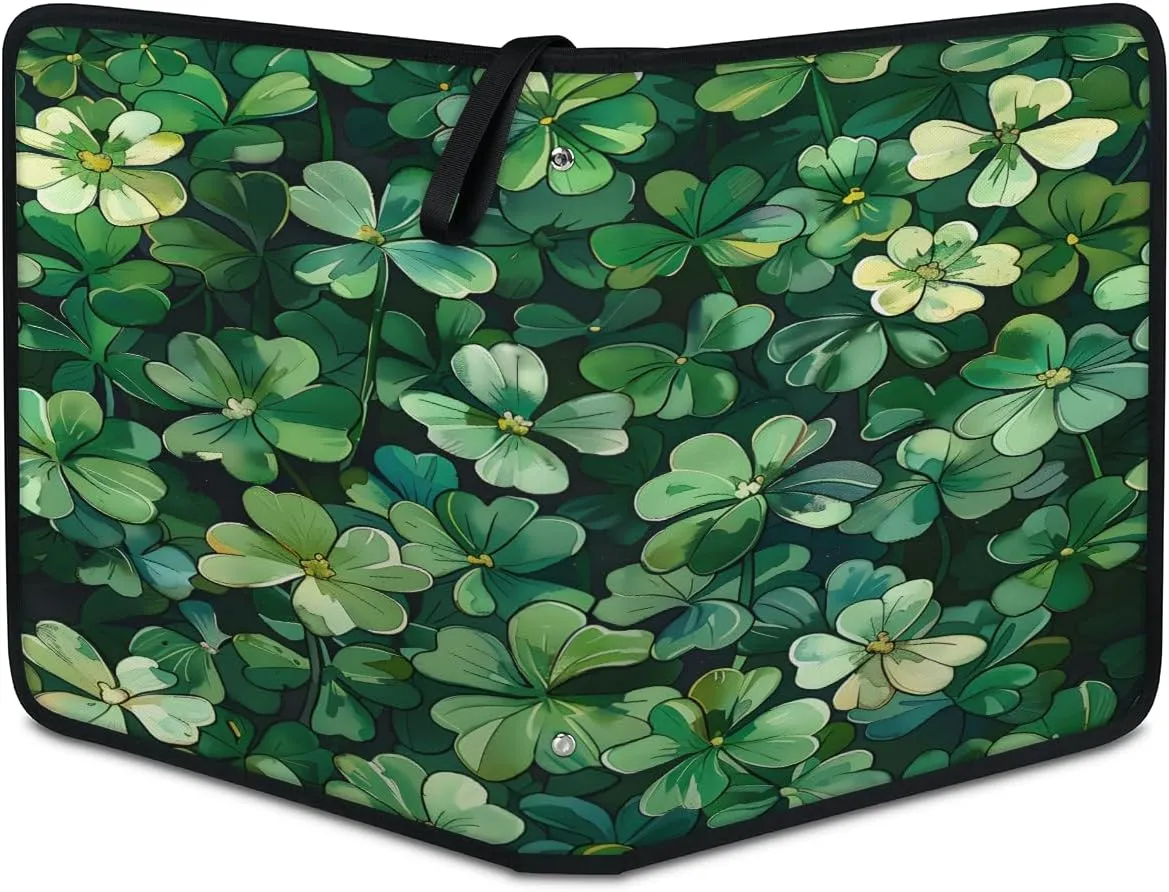 Bright Clovers 3 Ring Trading Zipper Binder Strap, Trading Card Binder 4 Pocket, 400 Pockets Card Holder with 50 Removable Sleeves for Game Cards