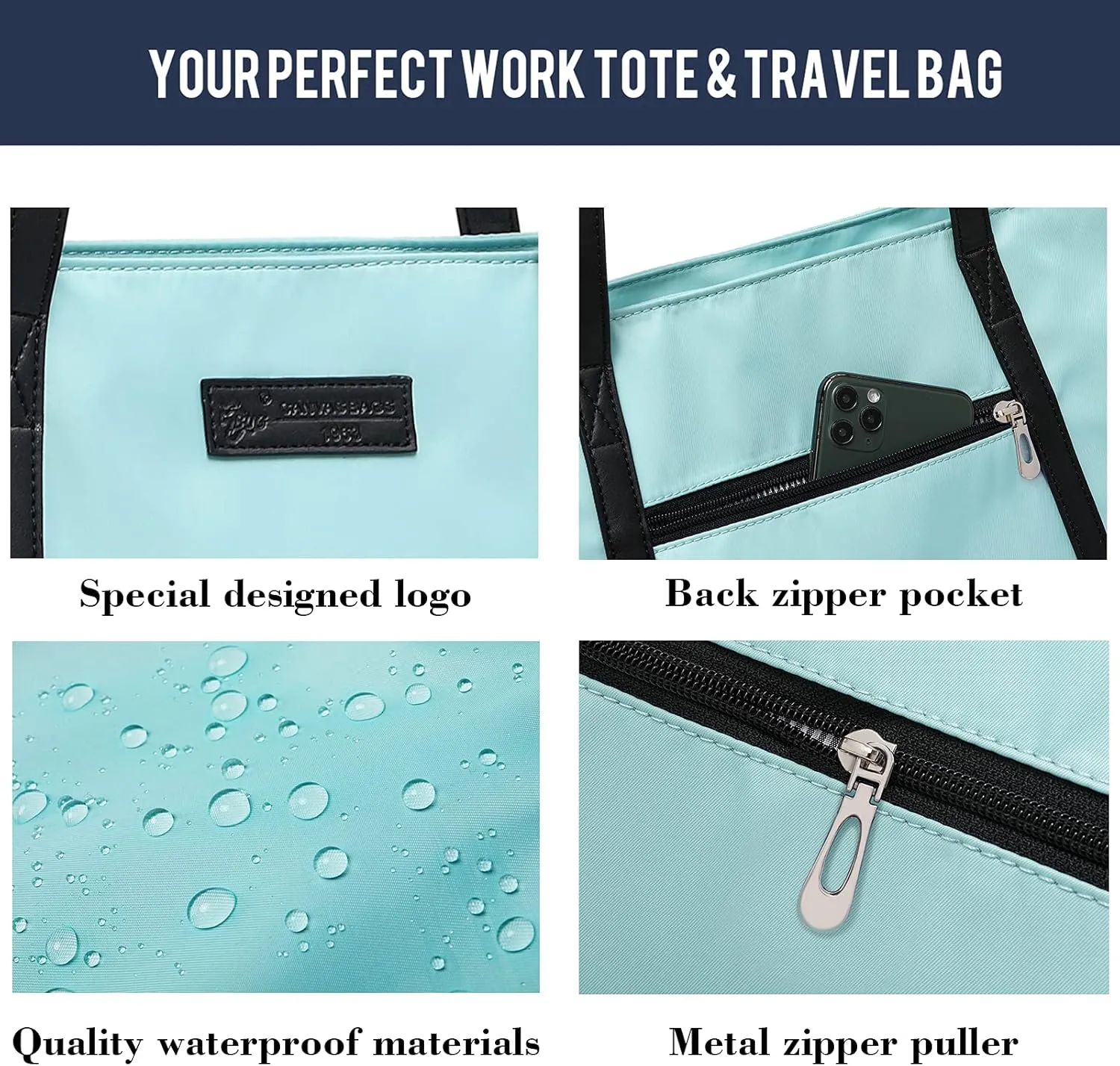 BUG Lightweight Women Laptop Tote Bag for Work, Casual Handbag for Travel Beach College Teacher