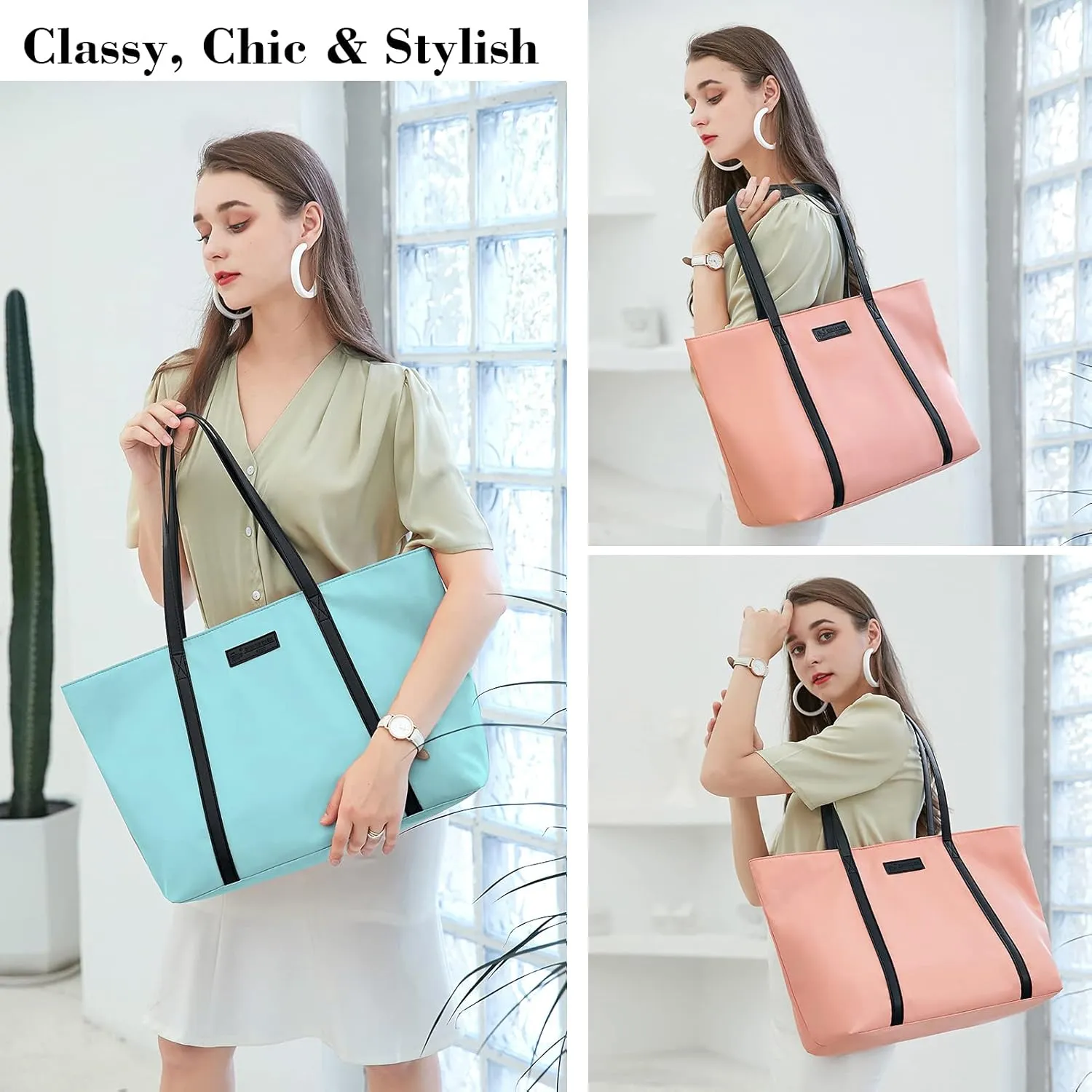 BUG Lightweight Women Laptop Tote Bag for Work, Casual Handbag for Travel Beach College Teacher