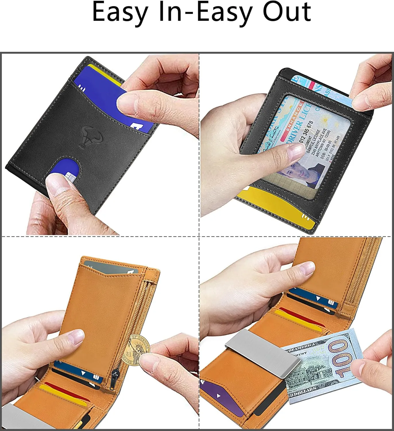 BULLIANT Slim Wallet Men, Leather Wallet Front Pocket Card Holders for Gift Men 3"X4.3"