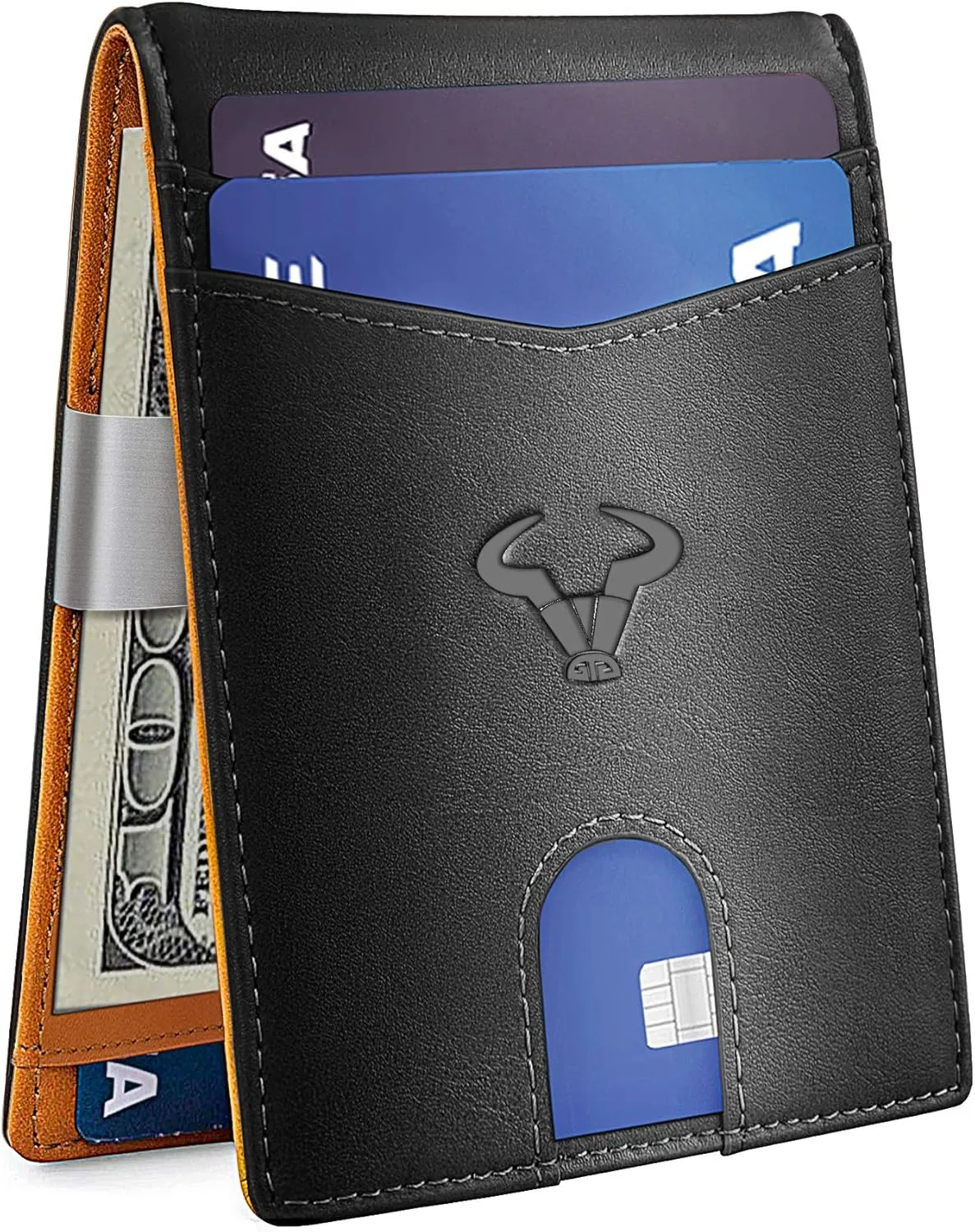 BULLIANT Slim Wallet Men, Leather Wallet Front Pocket Card Holders for Gift Men 3"X4.3"