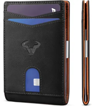 BULLIANT Slim Wallet Men, Leather Wallet Front Pocket Card Holders for Gift Men 3"X4.3"