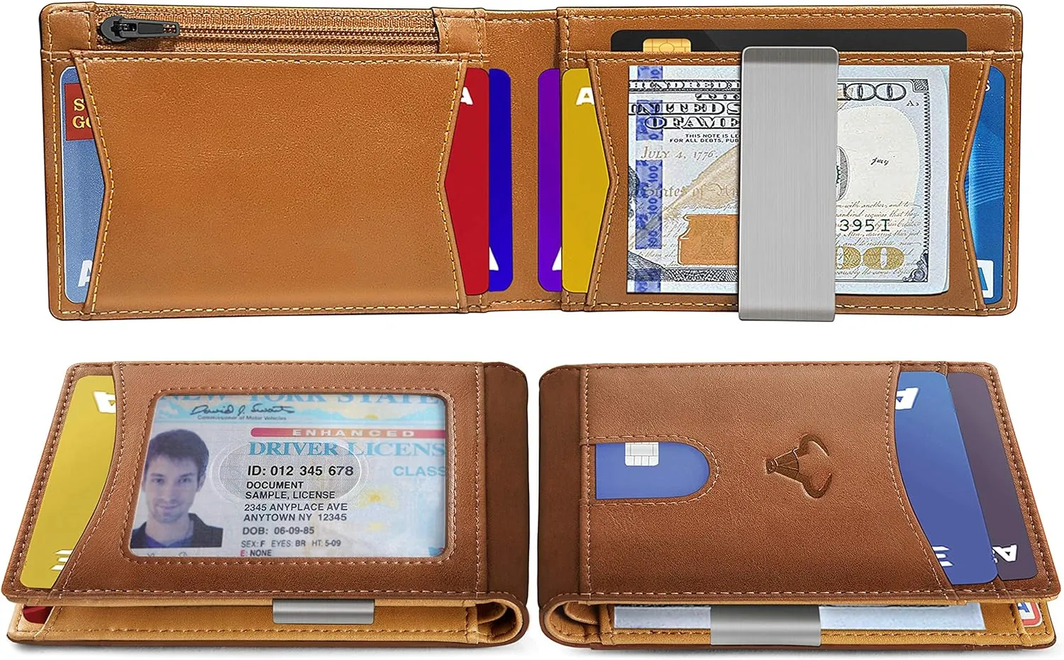 BULLIANT Slim Wallet Men, Leather Wallet Front Pocket Card Holders for Gift Men 3"X4.3"