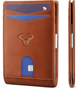 BULLIANT Slim Wallet Men, Leather Wallet Front Pocket Card Holders for Gift Men 3"X4.3"