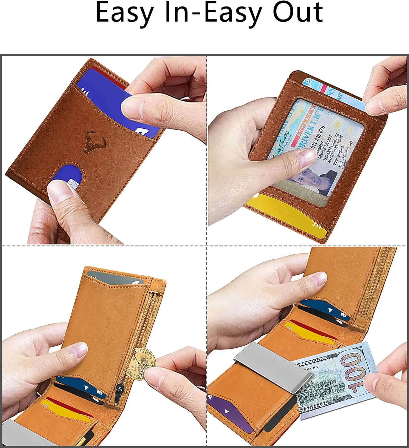 BULLIANT Slim Wallet Men, Leather Wallet Front Pocket Card Holders for Gift Men 3"X4.3"