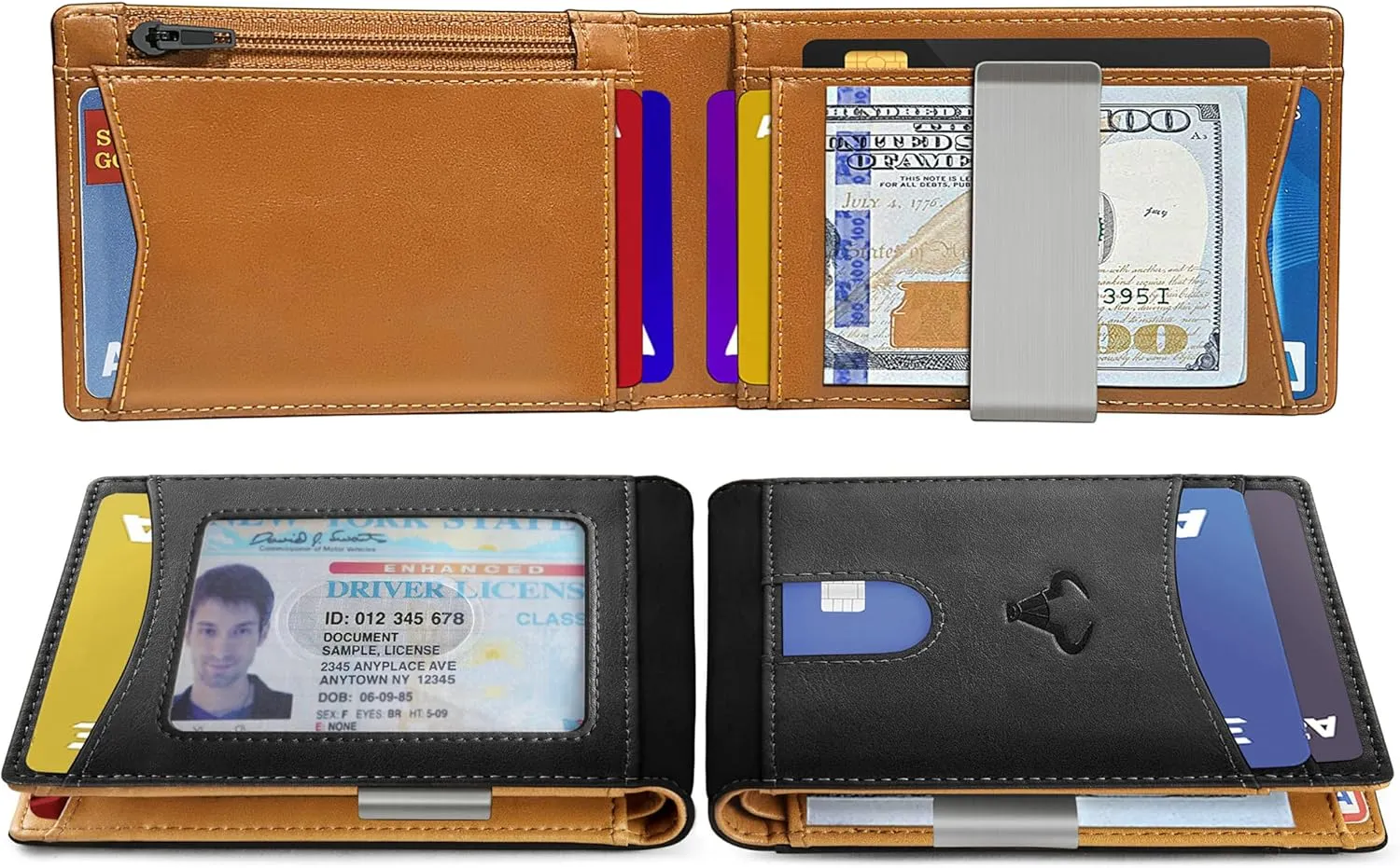 BULLIANT Slim Wallet Men, Leather Wallet Front Pocket Card Holders for Gift Men 3"X4.3"