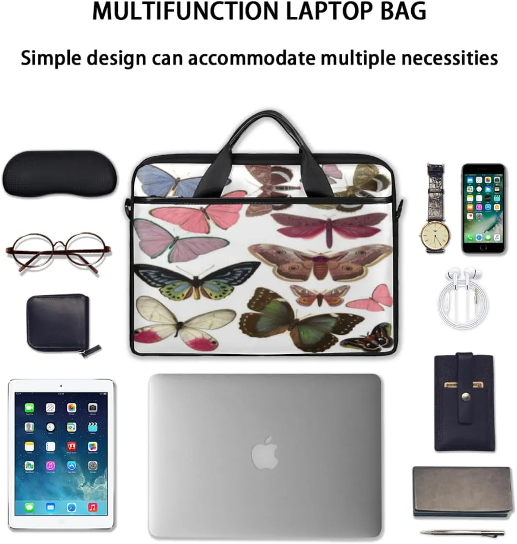 Butterfly Light Blue Laptop Bag for Men Women 13-15 Inch Case Bags Sleeve Shoulder with Anti Slip Removable The Pad Straps
