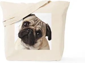 CafePress Curious Pug Tote Bag Natural Canvas Tote Bag, Reusable Shopping Bag
