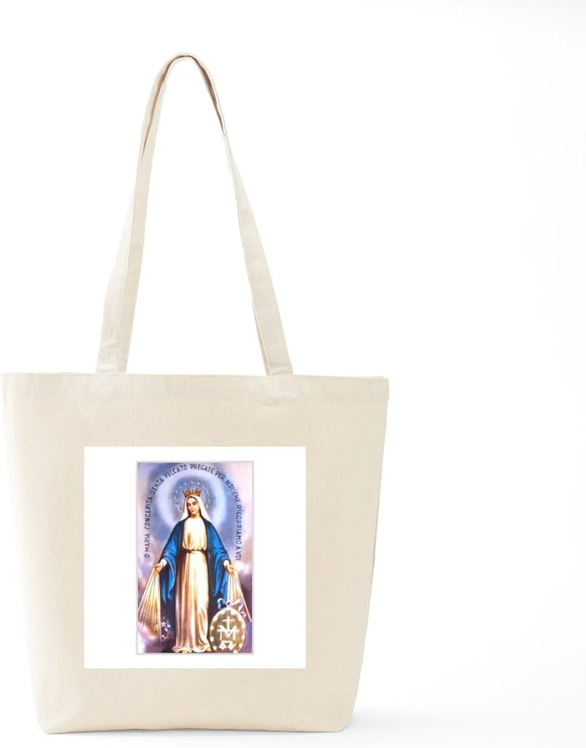 CafePress Miraculous Medal Of Mary Tote Bag Natural Canvas Tote Bag, Reusable Shopping Bag