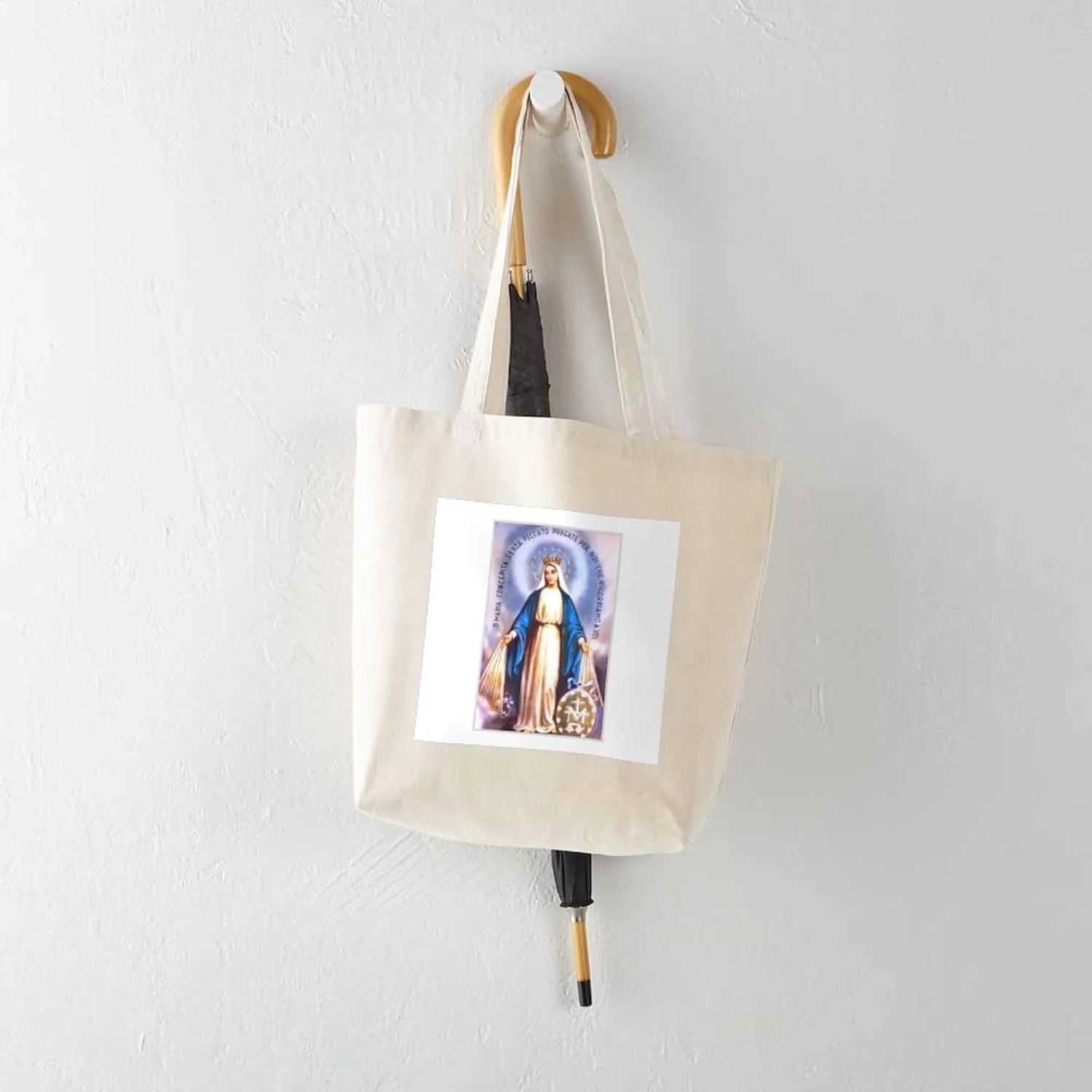 CafePress Miraculous Medal Of Mary Tote Bag Natural Canvas Tote Bag, Reusable Shopping Bag