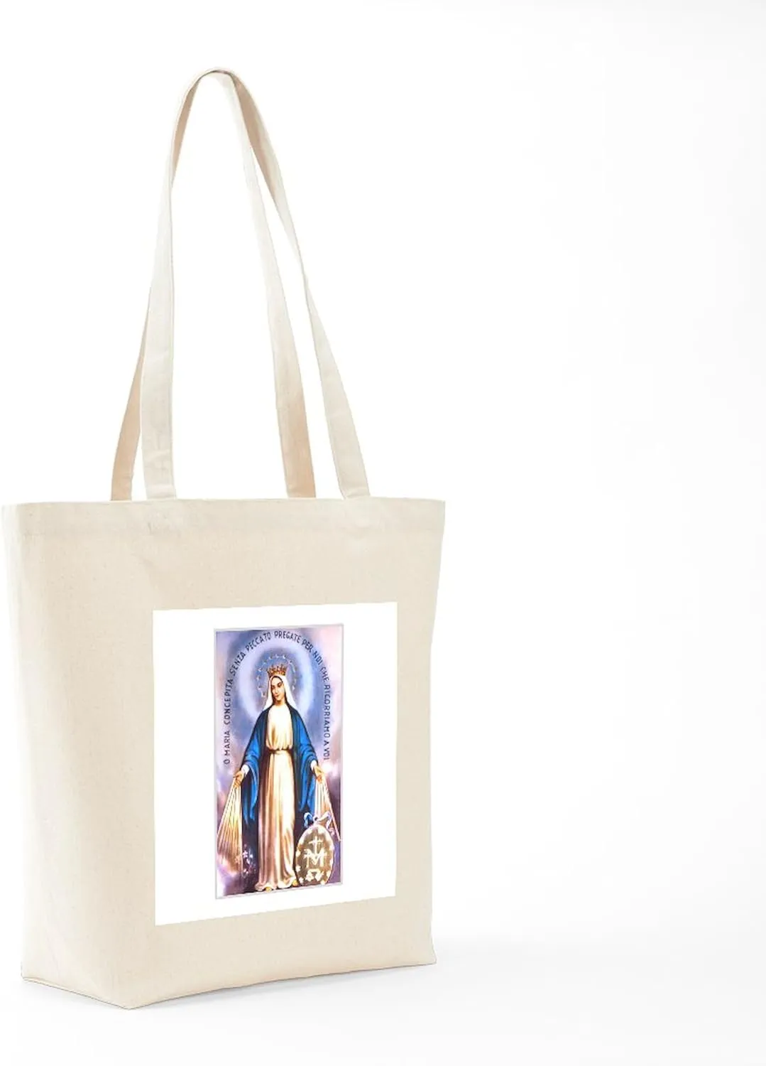 CafePress Miraculous Medal Of Mary Tote Bag Natural Canvas Tote Bag, Reusable Shopping Bag
