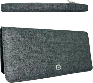 Caitlin Women RFID Blocking Long Bifold Executive Wallet with 12 Slots, 2 Key and 2 Cash pockets, 2 ID and 2 privacy windows, Come with Premium Gift Box (Canvas, Space Gray)