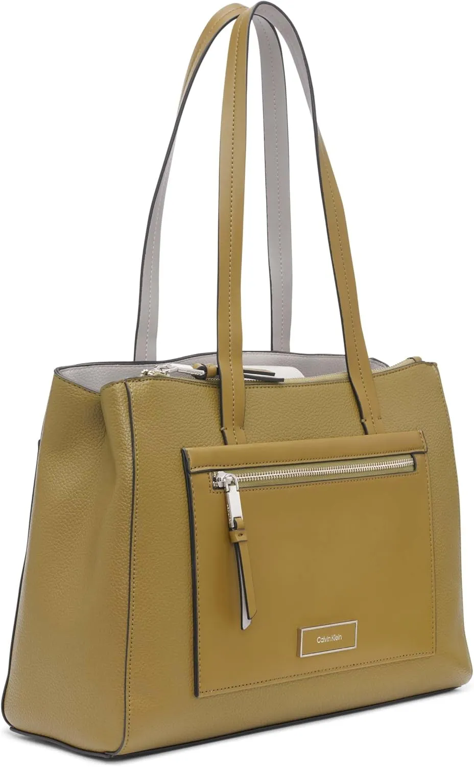 Calvin Klein Women's Hadley Tote Bag – 2 in 1, Vegan Leather, 5 Pockets