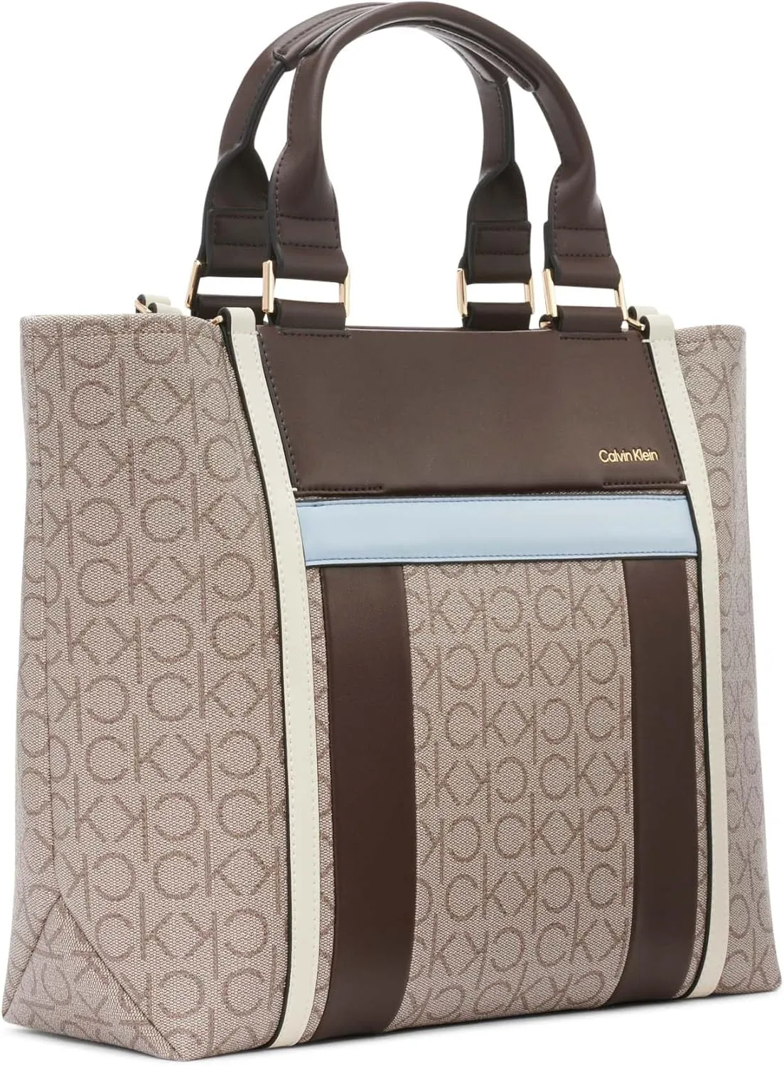 Calvin Klein Women's Sol Box Tote Bag – 2 in 1, Vegan Leather, 5 Pockets