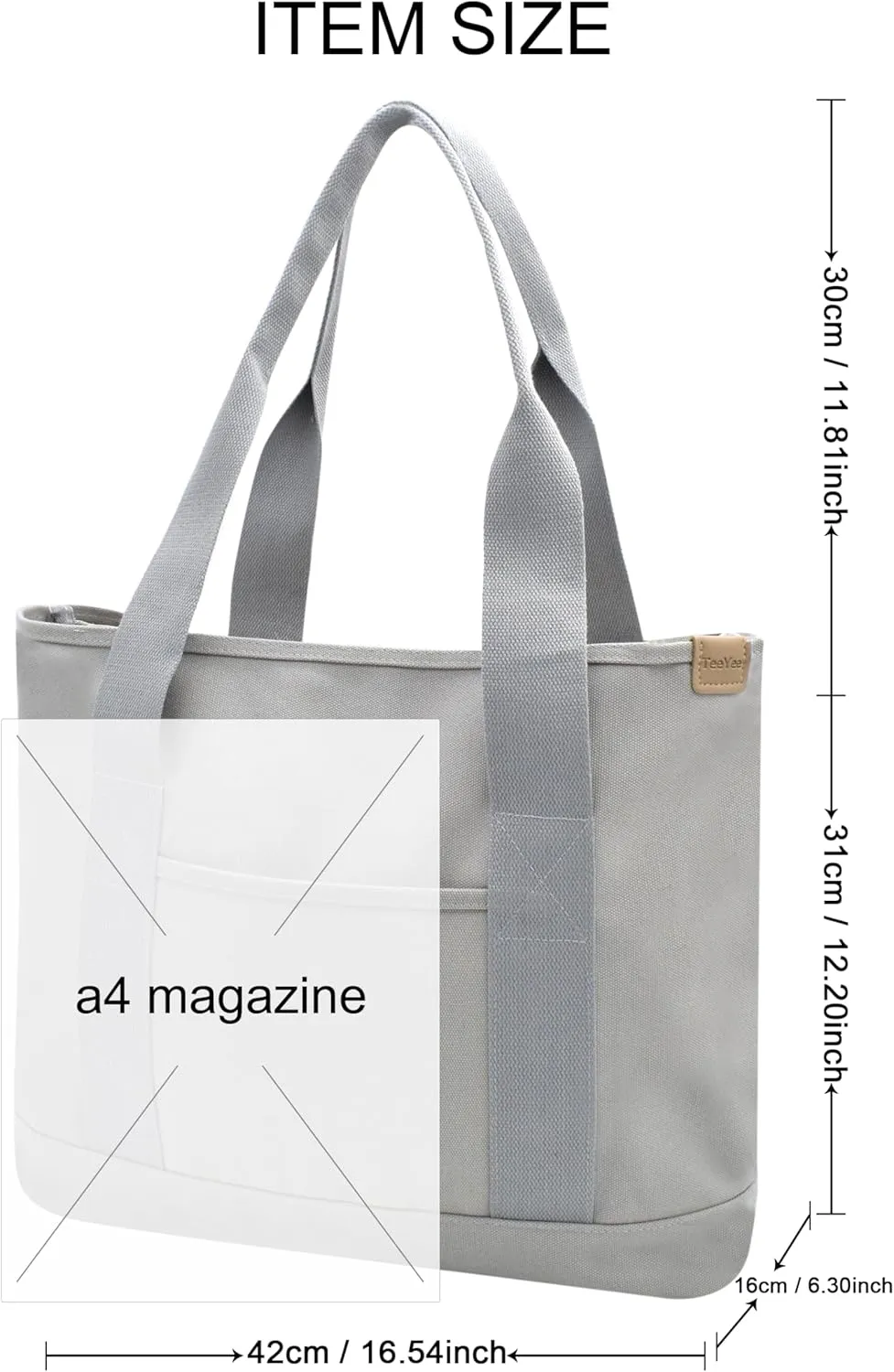 Canvas Tote Bag Casual Multi pockets Handbags Large Capacity Shopping Shoulder Bag with Pocket Bags Work Purses