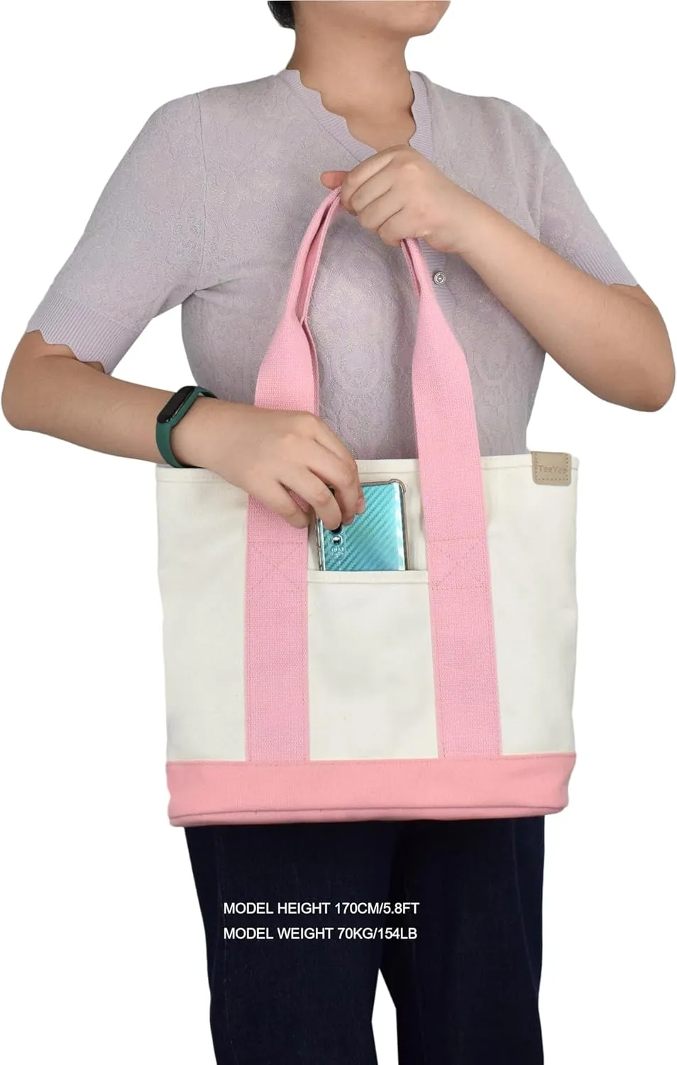 Canvas Tote Bag Casual Multi pockets Handbags Large Capacity Shopping Shoulder Bag with Pocket Bags Work Purses