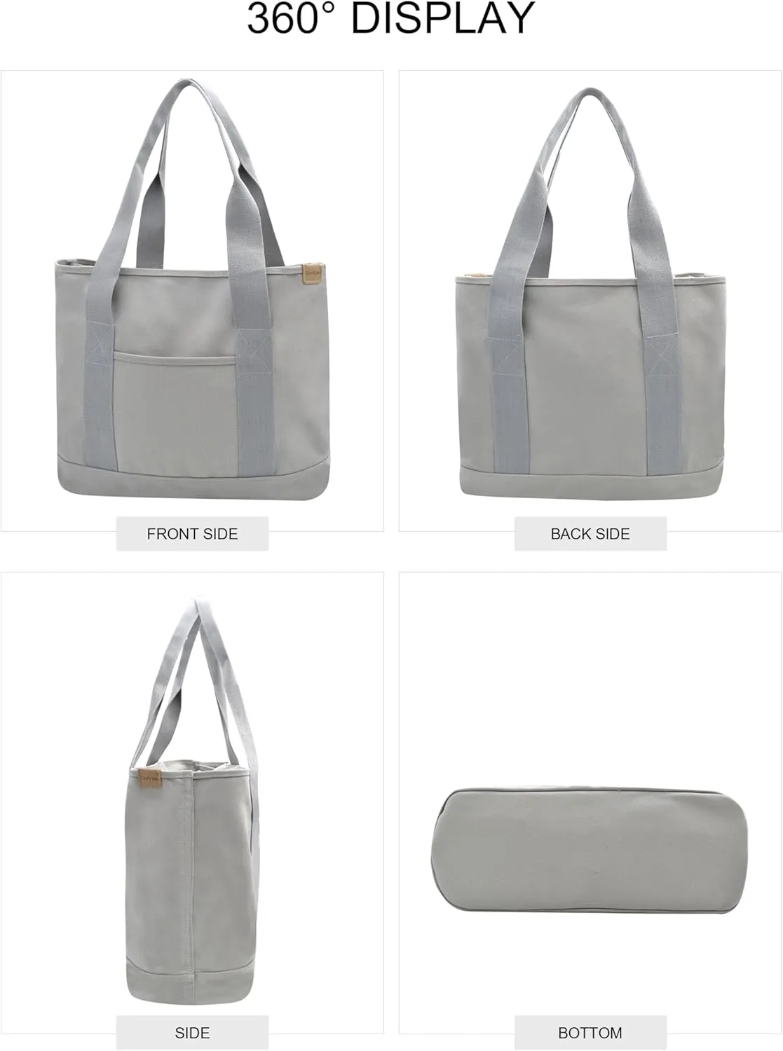 Canvas Tote Bag Casual Multi pockets Handbags Large Capacity Shopping Shoulder Bag with Pocket Bags Work Purses
