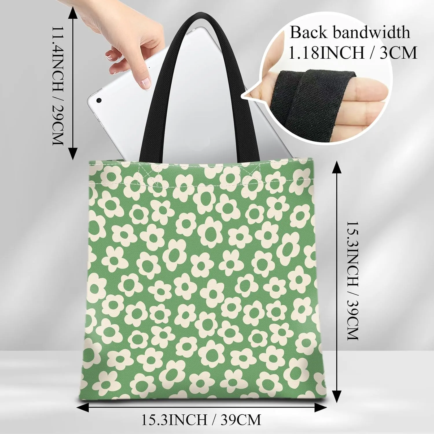Canvas Tote Bag for Women，Cute Heavy-Duty Shoulder Bag with Zipper Pocket -Travel Tote for Grocery, Gym,Shopping