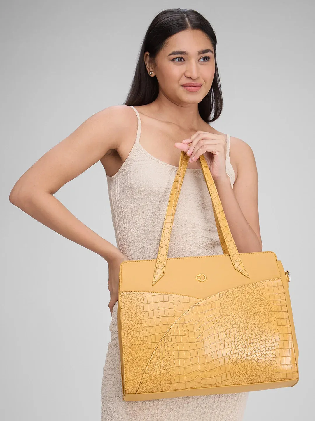Caprese Cabo Large Ochre Laptop Satchel Bag