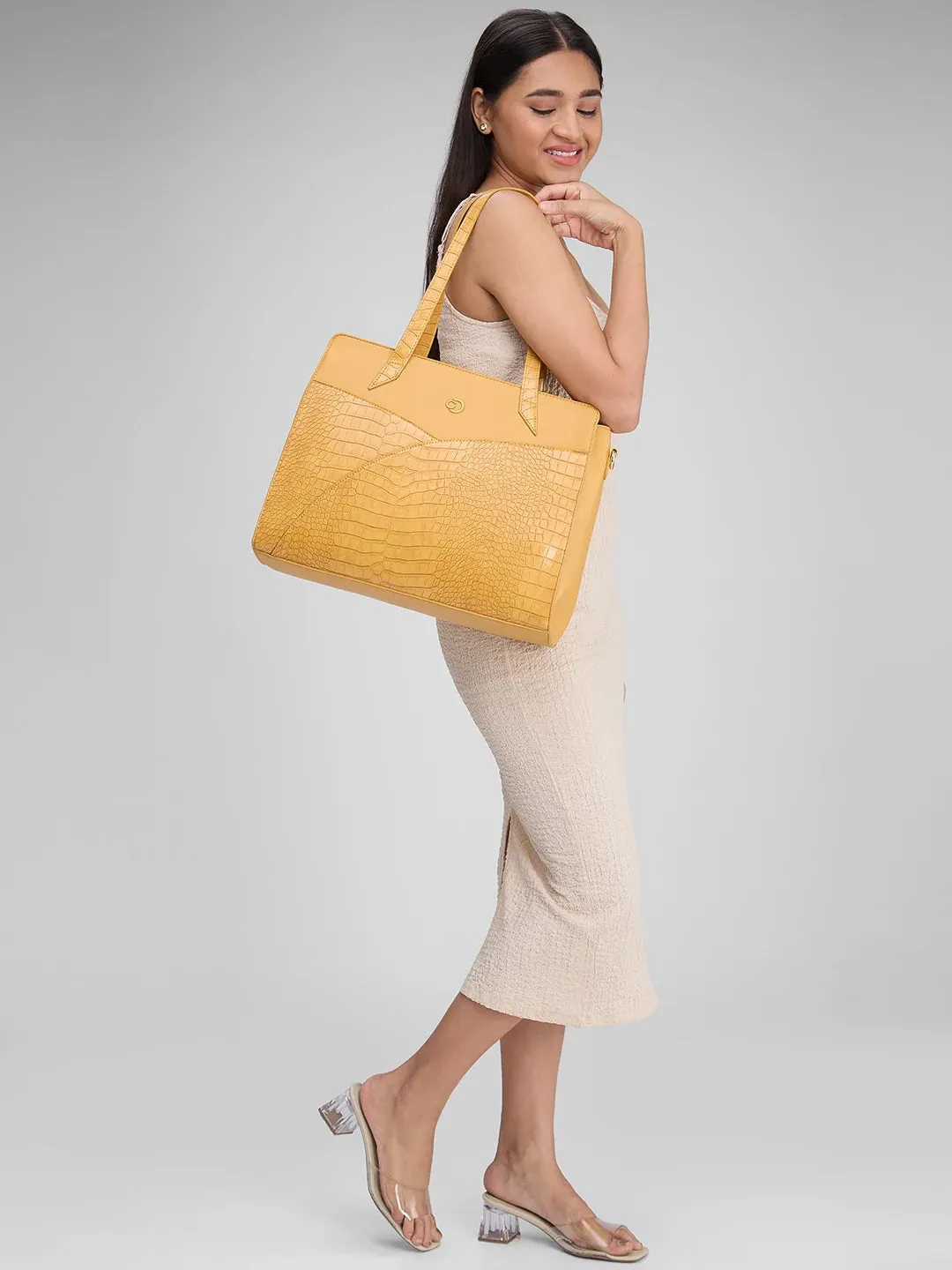 Caprese Cabo Large Ochre Laptop Satchel Bag