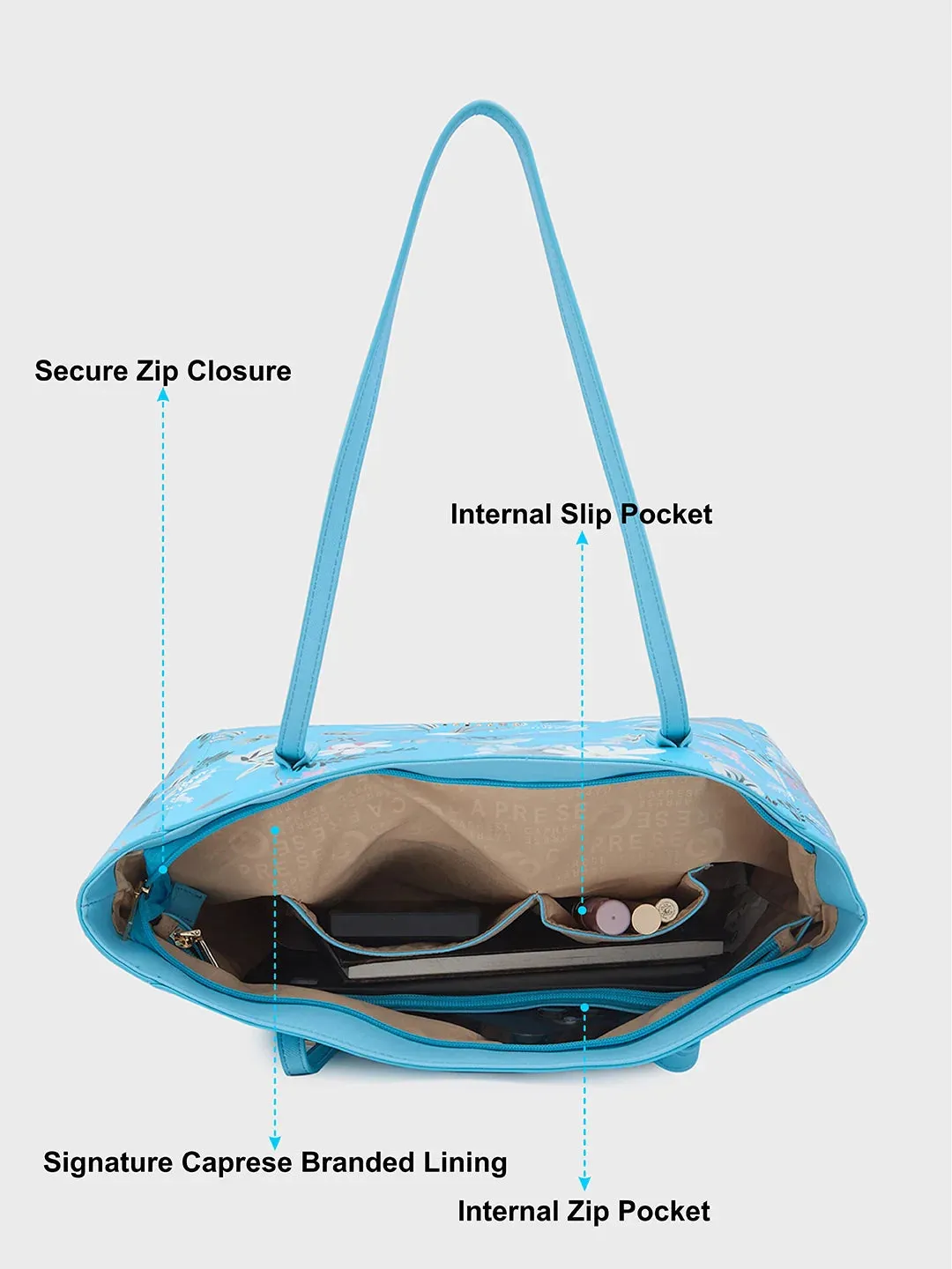 Caprese Gemma Large Blue Tote Bag