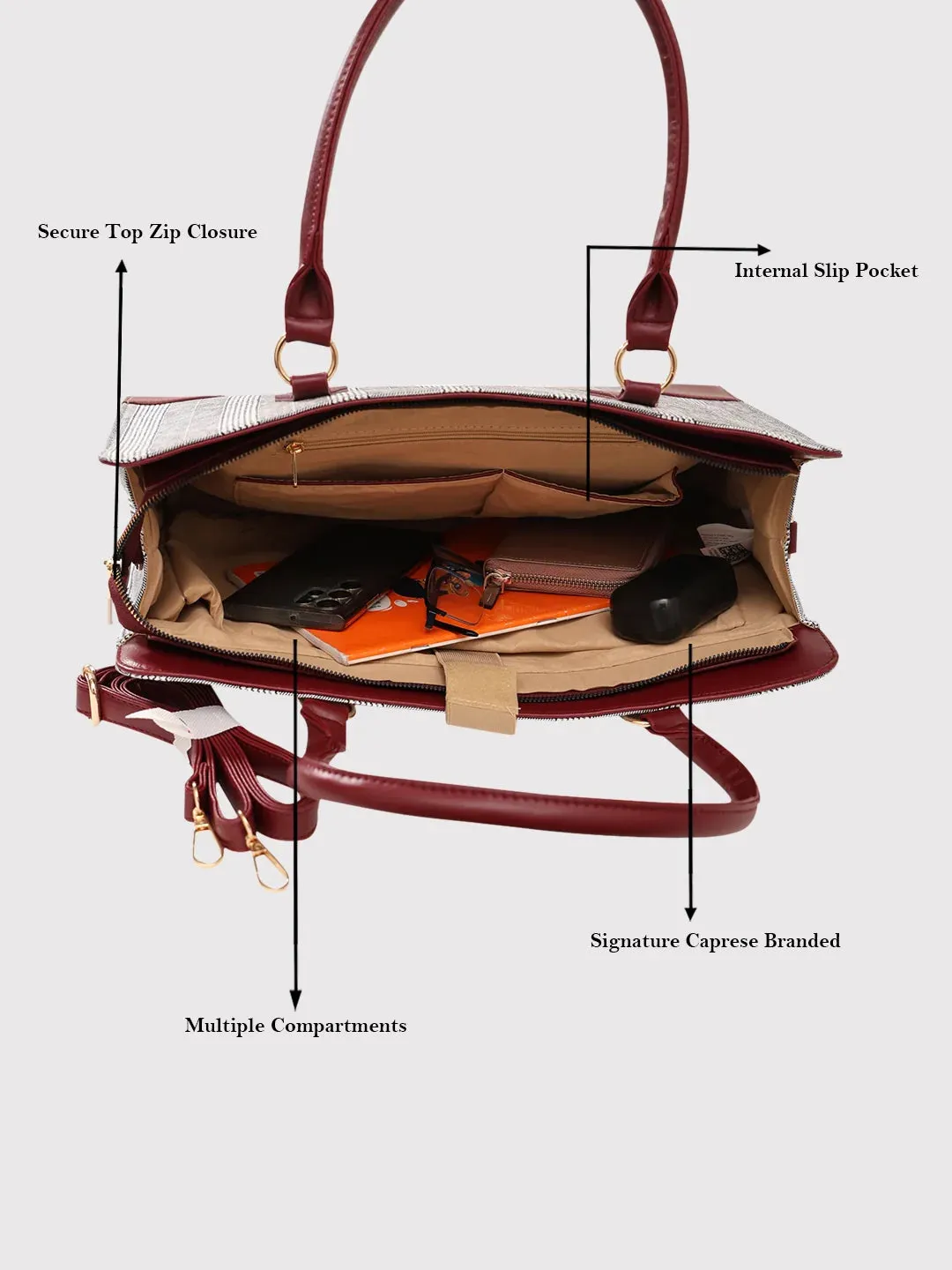 Caprese Remi Large Grey Laptop Bag