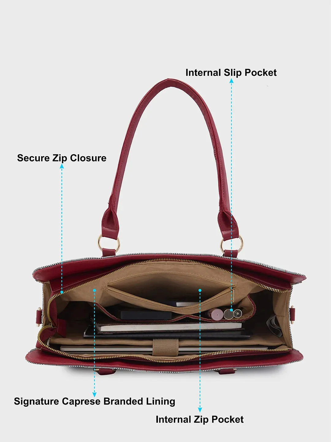 Caprese Remi Large Red Laptop Bag