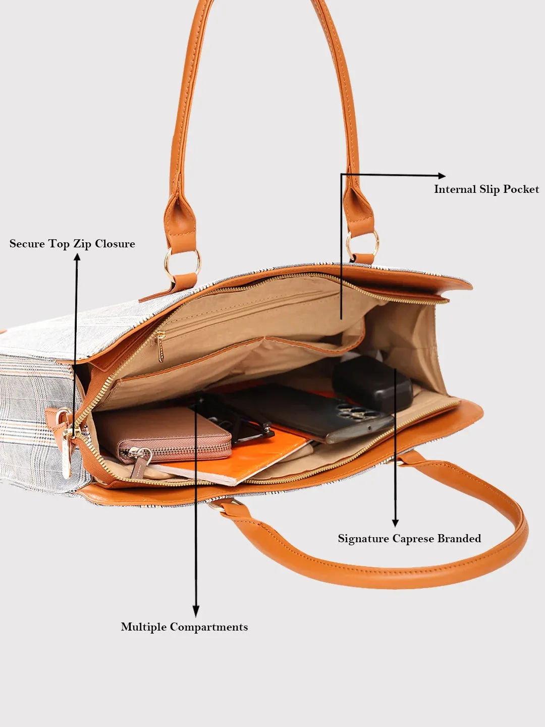 Caprese Remi Large Tan Laptop Bag