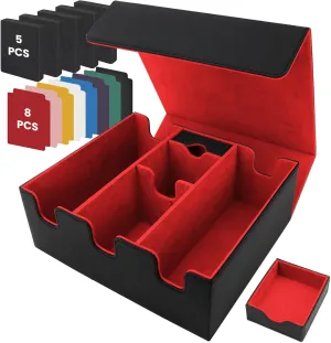 Card Storage Box for Trading Cards, Holds 5 MTG Decks or 2200  Cards, Leather Magnetic Closure TCG Storage Box with 13 Card Dividers & Dice Tray
