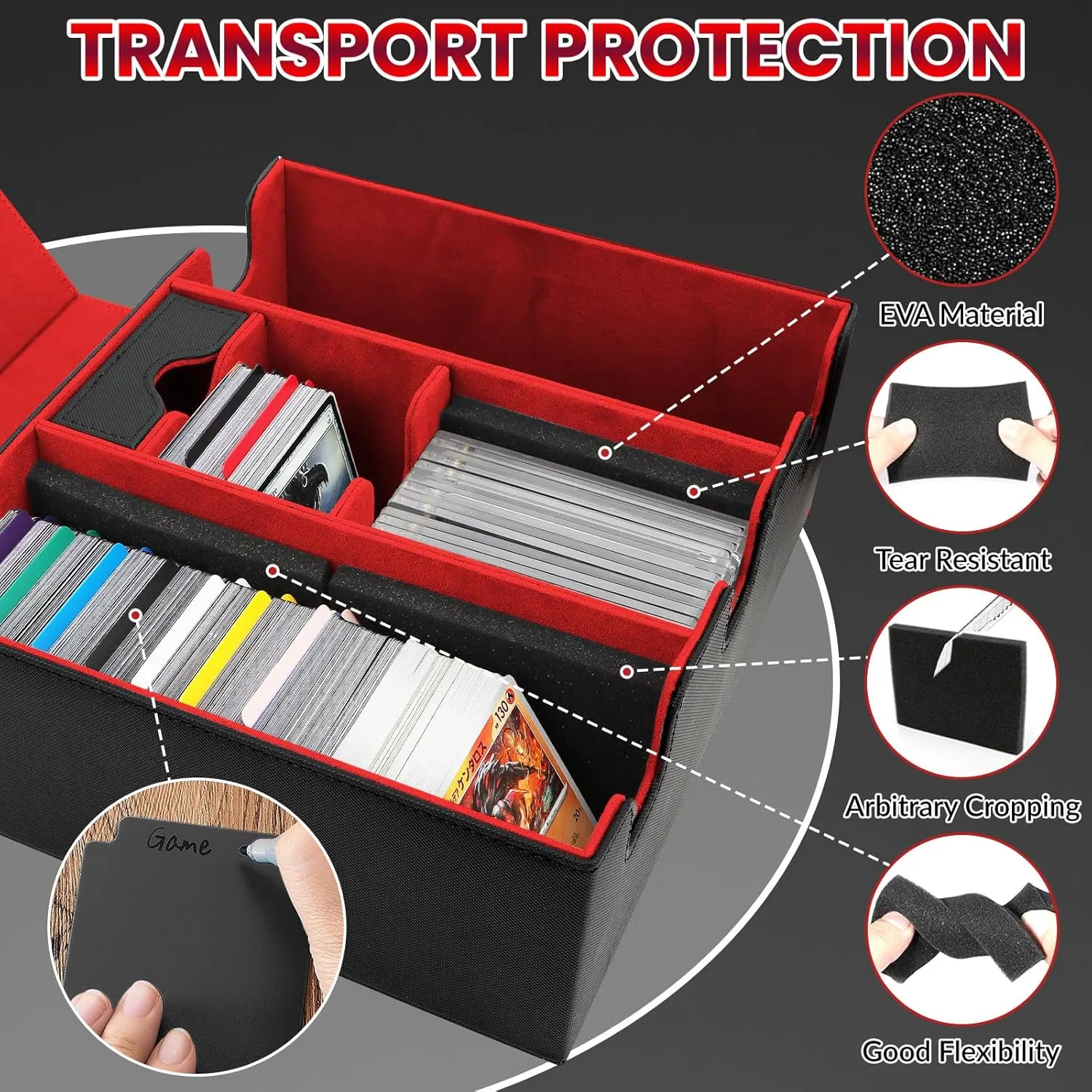 Card Storage Box for Trading Cards, Holds 5 MTG Decks or 2200  Cards, Leather Magnetic Closure TCG Storage Box with 13 Card Dividers & Dice Tray