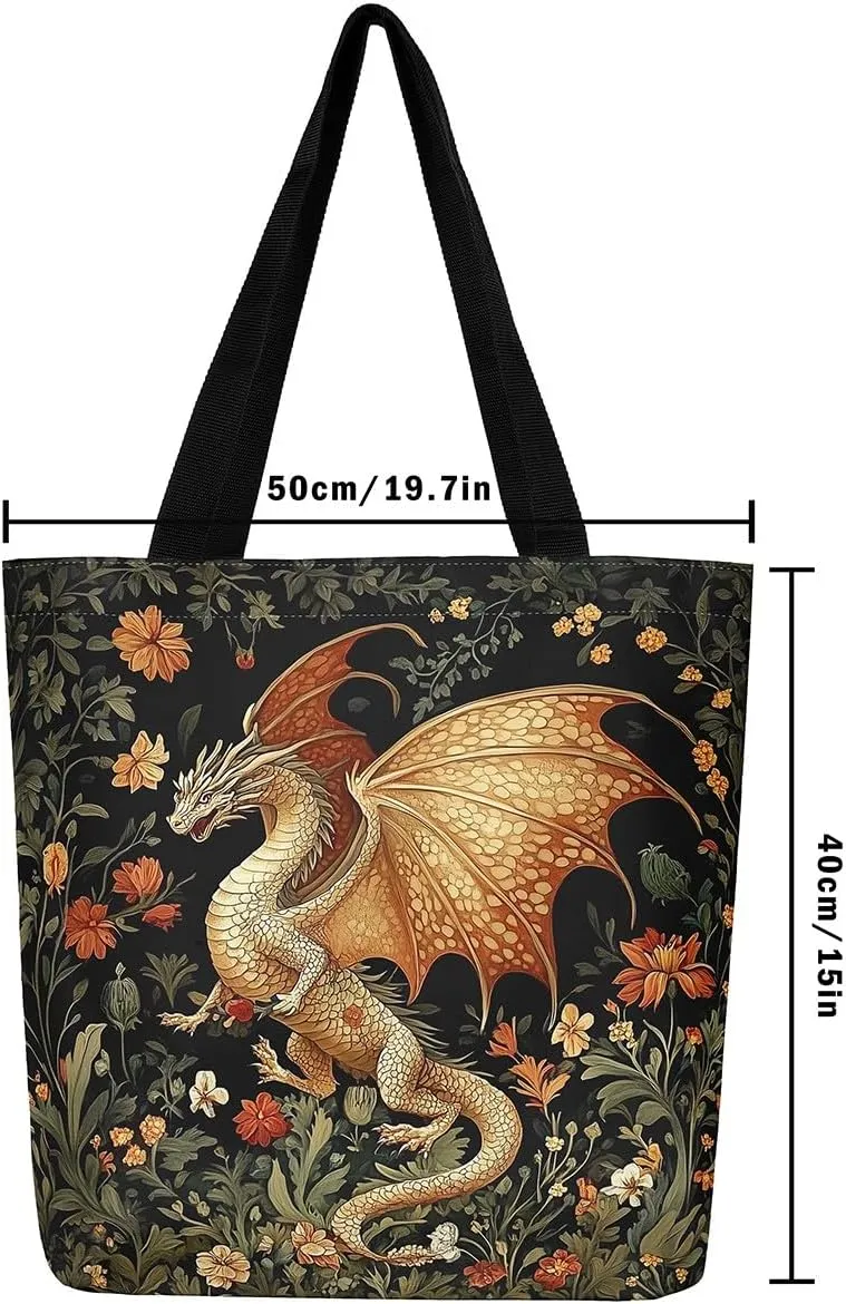 Cartoon Canvas Tote Bag Aesthetic for Women,Cute Animals Reusable Grocery Handbag