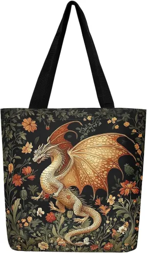 Cartoon Canvas Tote Bag Aesthetic for Women,Cute Animals Reusable Grocery Handbag