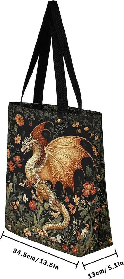 Cartoon Canvas Tote Bag Aesthetic for Women,Cute Animals Reusable Grocery Handbag