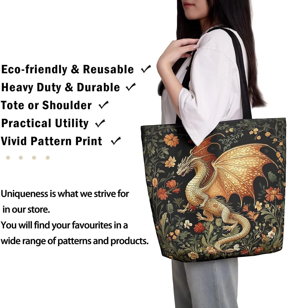 Cartoon Canvas Tote Bag Aesthetic for Women,Cute Animals Reusable Grocery Handbag