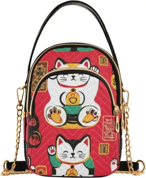 Cartoon Cute Colorful Fortune Cat trendy sling bag for women crossbody with multi pockets handbags for women for traveling