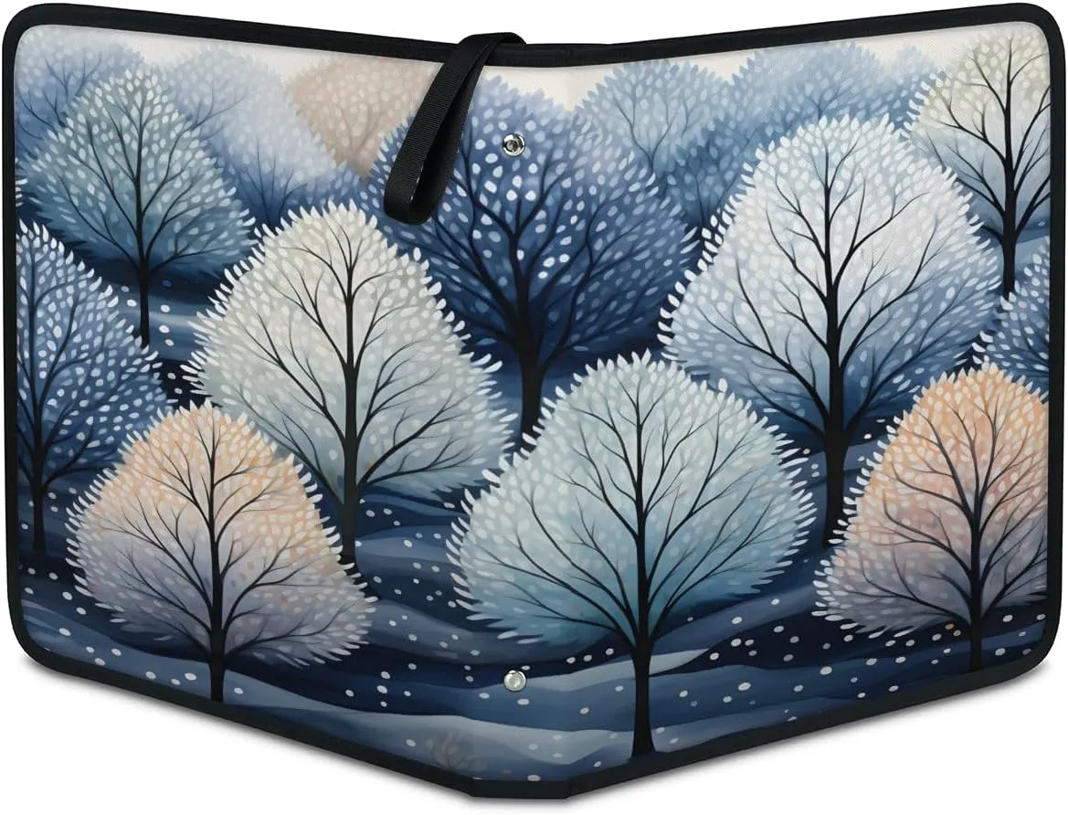 Cartoon Trees 3 Ring Trading Zipper Binder Strap, Trading Card Binder 4 Pocket, 400 Pockets Card Holder with 50 Removable Sleeves for Game Cards