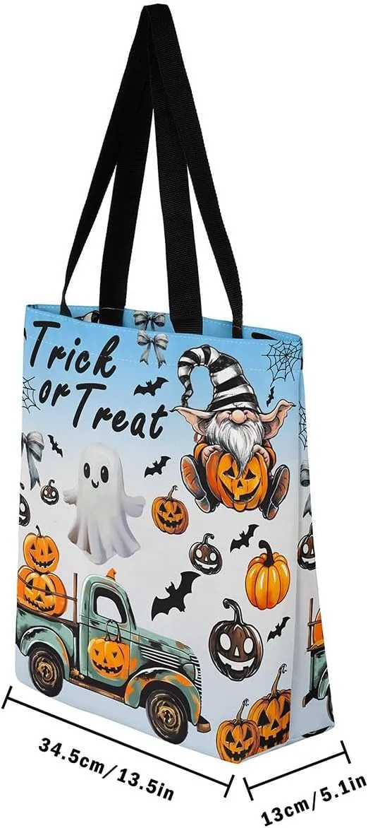 Castle Fairy Halloween Canvas Tote Bag Aesthetic for Women Girls, Reusable Grocery Handbag