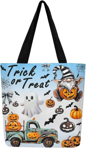 Castle Fairy Halloween Canvas Tote Bag Aesthetic for Women Girls, Reusable Grocery Handbag
