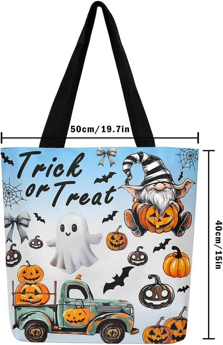 Castle Fairy Halloween Canvas Tote Bag Aesthetic for Women Girls, Reusable Grocery Handbag