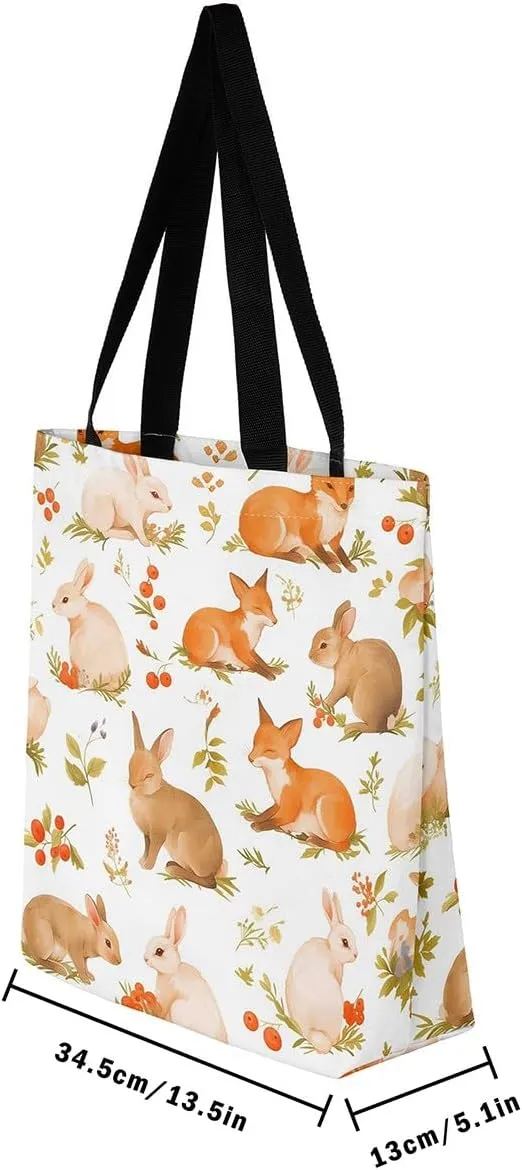 Castle Fairy Western Cowboy Canvas Tote Bag,Sketch Highland Cow Horse Desert Tote Bag