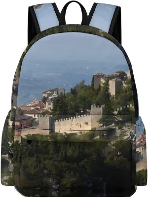 Castle of San Marino Backpack for Mens Womens Shoulder Backpacks Travel Bag Laptop 16.5x11.8x5.9in