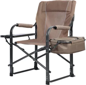 cdar Fishing Chair, Folding Ice Camping Chair Outdoor Folding Chair with Cooler Bag and Cup Holder, Director Chair for Fishing, Lawn, Patio, Garden 1 Set