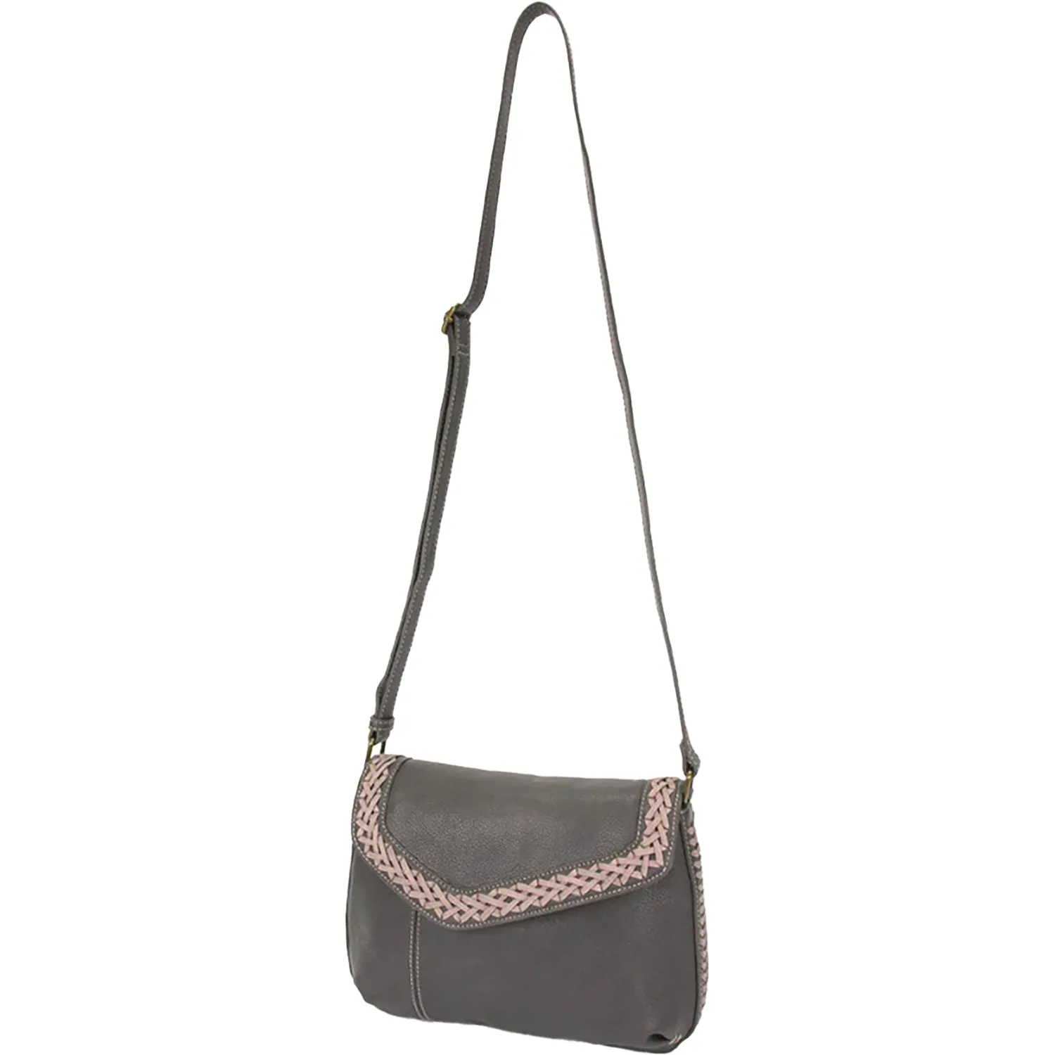 Chala Braided Boho Crossbody Mini Keychain Dragonfly Pink Gray