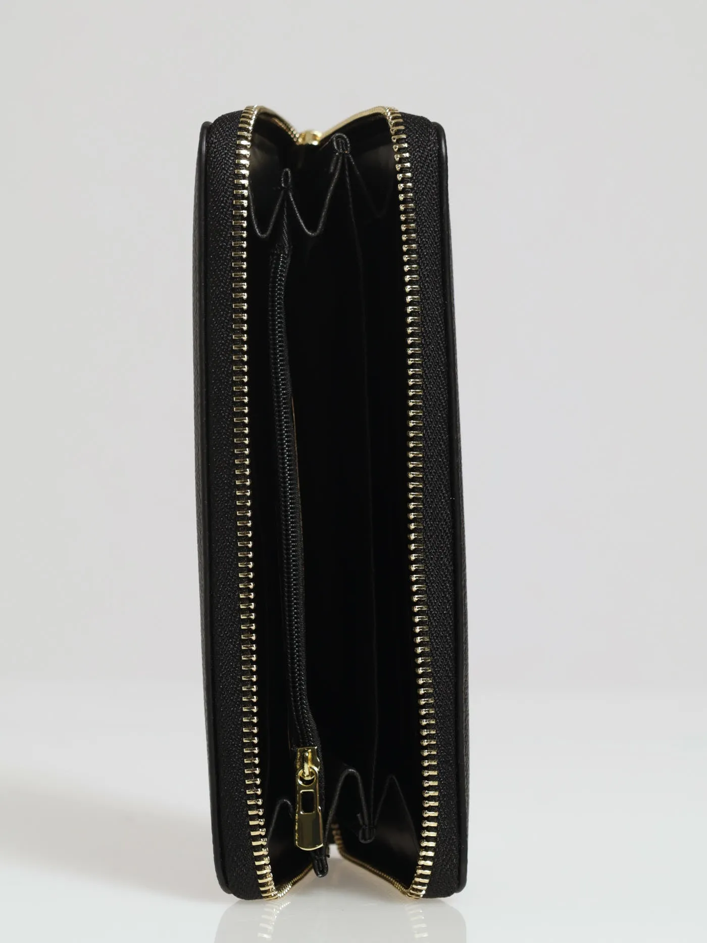 Charlotte Text Zip Around Purse - Black