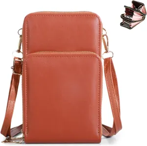 Cherishion Leather Small Crossbody Bag, Leather Small Crossbody Bag/Mini Messenger Shoulder Handbag, Mobile Phone Wallet