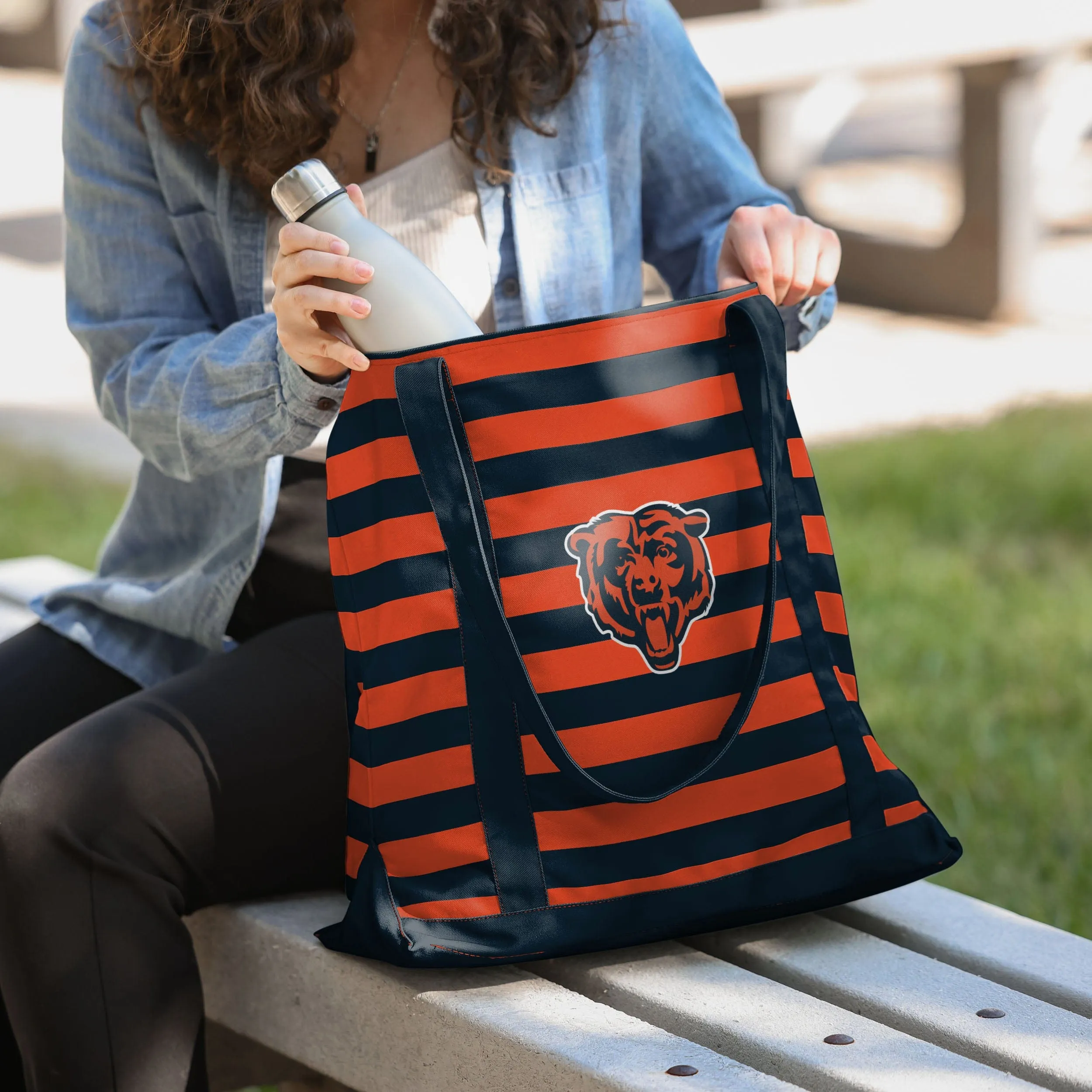 Chicago Bears Team Stripe Canvas Tote Bag